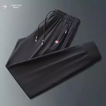 Мужские летние легкие спортивные брюки из ледяного шелка с эластичными манжетами 5XL (90-100 kg)
