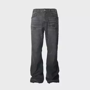 Мужские летние легкие свободные рваные джинсы в уличном стиле M синий