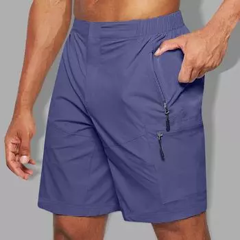Мужские летние модные повседневные брюки большого размера с несколькими карманами, хлопковые рабочие шорты XL синий