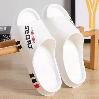 Мужские летние модные тапочки в стиле кроссовок для дома и улицы, нескользящие круглые носки, повседневная домашняя обувь для ванной комнаты 36-37 чёрный