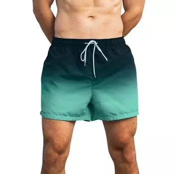 Мужские летние негабаритные тонкие пляжные брюки с градиентом, повседневные спортивные шорты с пятью точками, брюки XXL темно-синий