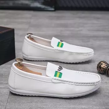 Мужские летние низкие мокасины - мягкая кожа, удобные лоферы без застежек, модная обувь Size 42