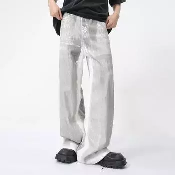 Мужские летние новинки, модный и нишевый дизайн, грязные джинсы ручной работы для повседневной одежды S белый