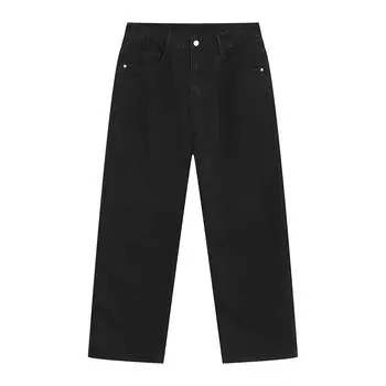 Мужские летние новые корейские свободные персонализированные прямые черные джинсы для мужчин S чёрный