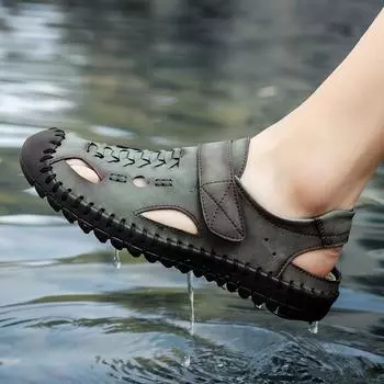 Мужские летние новые повседневные сандалии на плоской подошве, римская пляжная обувь, мужские кроссовки, обувь на низкой танкетке, большой размер 38-46 38 чёрный