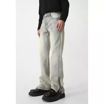 Мужские летние новые прямые брюки в стиле ретро, винтажные винтажные брюки с прорезями на молнии, дизайнерские джинсы S