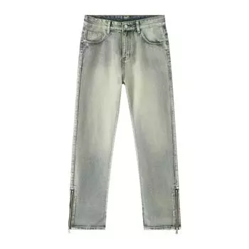 Мужские летние новые прямые брюки в стиле ретро с молнией и разрезом, дизайн джинсов S