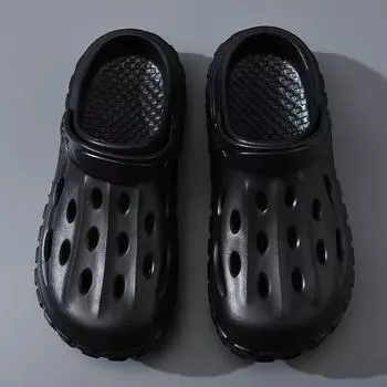 Мужские летние новые сандалии с отверстиями, нескользящие, дезодорирующие, для мальчиков, пляжная обувь из ЭВА, уличные тапочки для мужчин 36-37 чёрный