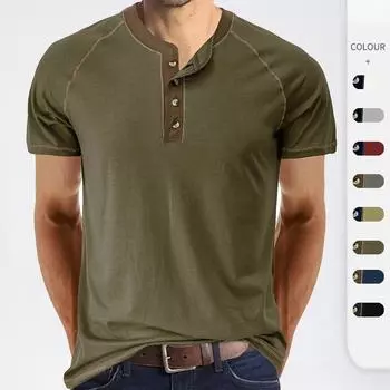 Мужские летние облегающие рубашки на пуговицах с короткими рукавами, винтажные эластичные футболки, повседневные базовые топы, дышащие футболки с 4 пуговицами, спортивные футболки для тренировок S белый