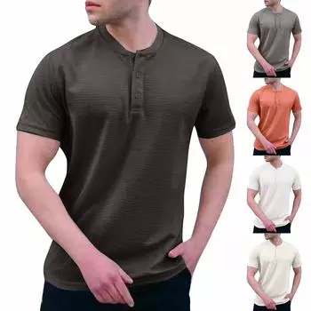 Мужские летние однотонные клетчатые ретро-топы с коротким рукавом, мужские повседневные модные топы L чёрный