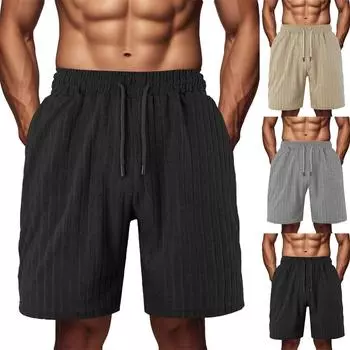 Мужские летние однотонные повседневные спортивные шорты из быстросохнущего дышащего материала L чёрный