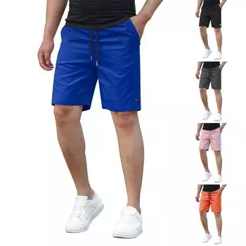 Мужские летние однотонные шорты на шнурке, мужские повседневные спортивные шорты L чёрный