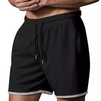 Мужские летние однотонные спортивные штаны на кулиске, дышащие шорты, мужские шорты, повседневные штаны, спортивные штаны L чёрный