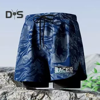 Мужские летние плавки с эластичной резинкой на талии и принтом, шорты для плавания с поддерживающими компрессионными вкладышами, карманами с принтом, плавки для плавания 4XL серый