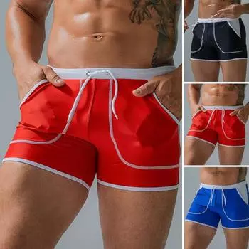 Мужские летние плавки со средней посадкой и завязками в стиле пэчворк, цветные шорты для плавания с карманами, быстросохнущие эластичные пляжные шорты для серфинга XL синий