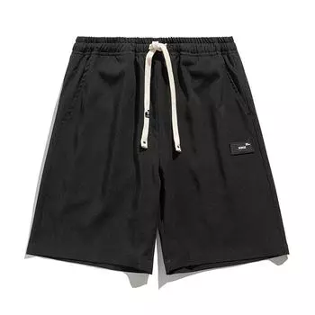 Мужские летние пляжные брюки большого размера, мужские летние шорты из ледяного шелка, свободные повседневные быстросохнущие большие шорты XXXL чёрный