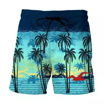 Мужские летние пляжные брюки из ткани Health Fabric Black Stretch Casual Ordinary с 3D-принтом для мужчин с рисунком кролика S