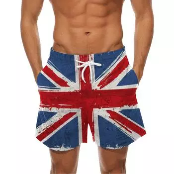 Мужские летние пляжные брюки из ткани Health Fabric Black Stretch Casual Ordinary с 3D-принтом, мужские брюки с рисунком флага S