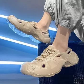 Мужские летние пляжные сандалии, тапочки, садовая обувь, модные уличные сандалии для отдыха, слипоны из ЭВА, дизайнерская модная обувь 39