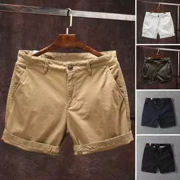 Мужские летние пляжные шорты со средней посадкой и эластичной резинкой на талии, повседневные шорты, однотонные дизайнерские шорты-карго с карманами, уличная одежда 31 белый