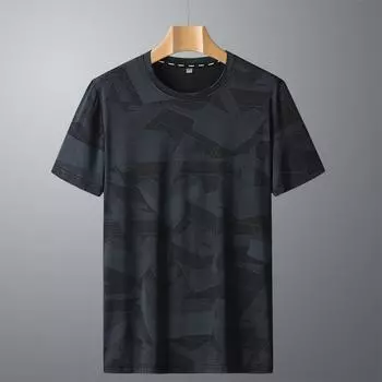 Мужские летние повседневные футболки, мужские дышащие рубашки для бега с короткими рукавами и круглым вырезом, свободные большие размеры, удобная футболка L серый