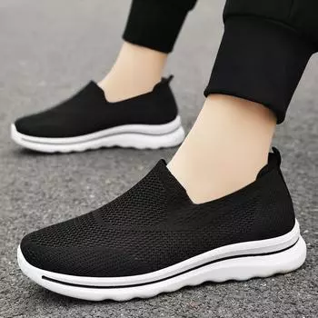 Мужские летние повседневные кроссовки. Нескользящие дышащие вязаные прогулочные туфли. Легкие лоферы с низким берцем. Рабочая обувь для мужчин. Удобные кроссовки. 39