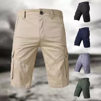 Мужские летние повседневные на открытом воздухе повседневные комбинезоны с карманами в стиле пэчворк Спортивные шорты Брюки L синий