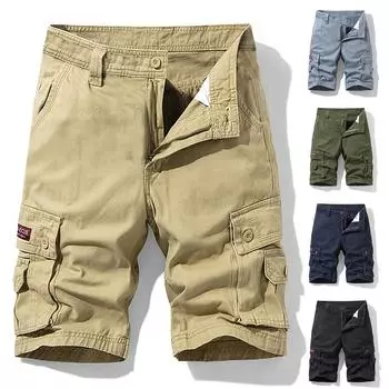 Мужские летние повседневные на открытом воздухе повседневные комбинезоны с карманами в стиле пэчворк Спортивные шорты Брюки XL чёрный