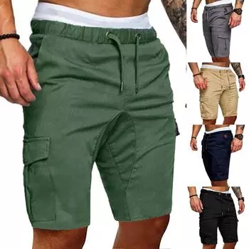 Мужские летние повседневные на открытом воздухе повседневные комбинезоны с карманами в стиле пэчворк Спортивные шорты Брюки L чёрный