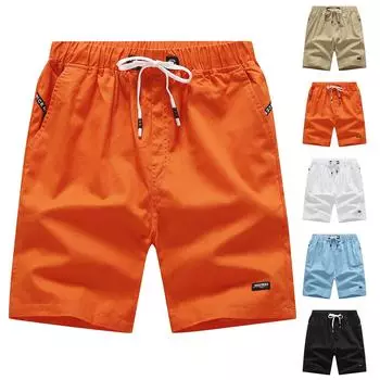 Мужские летние повседневные однотонные свободные комбинезоны на шнурке с большими карманами и драпировкой, мужские шорты с пятью точками XL чёрный