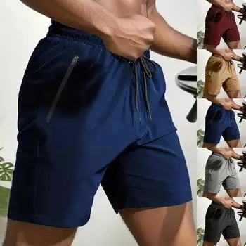Мужские летние повседневные спортивные шорты на шнурке. Мужские дышащие быстросохнущие шорты. L чёрный