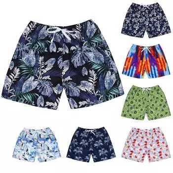 Мужские летние повседневные свободные мужские пляжные шорты на шнуровке в гавайском стиле Мужские шорты XL красный