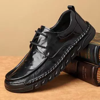 Мужские летние повседневные туфли из дышащей кожи 2024 года с мягкой подошвой и перфорированным дизайном Size 39