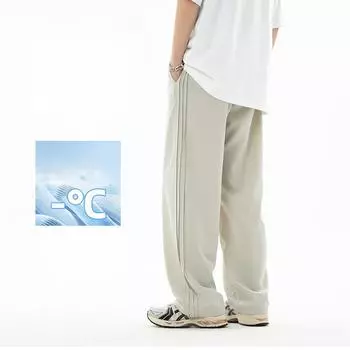 Мужские летние прохладные шелковые брюки свободного покроя, легкие дышащие брюки с кондиционером, длинные брюки с драпировкой и завязками M