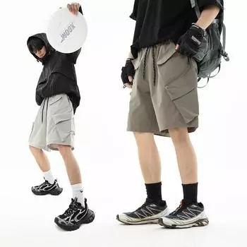 Мужские летние рабочие шорты с несколькими карманами и 3D-карманом, свободные повседневные шорты длиной до колена с завязками M