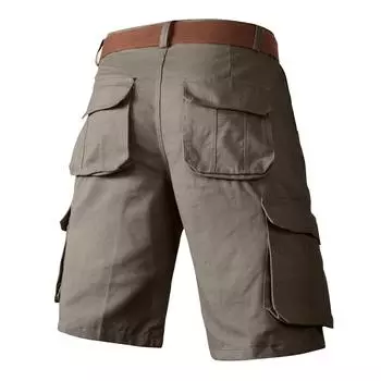 Мужские летние рабочие шорты, свободные повседневные брюки с пятью точками, мужские летние однотонные повседневные шорты-карго M чёрный