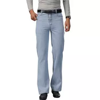 Мужские летние расклешенные джинсы Ботинки расклешенные мужские дизайнерские классические джинсовые джинсы Голубые джинсы 30 светло-синий