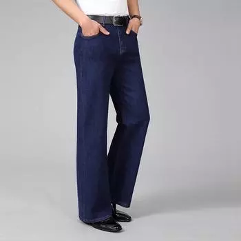 Мужские летние расклешенные джинсы с высокой талией, расклешенные мужские дизайнерские классические джинсовые джинсы 28 темно-синий