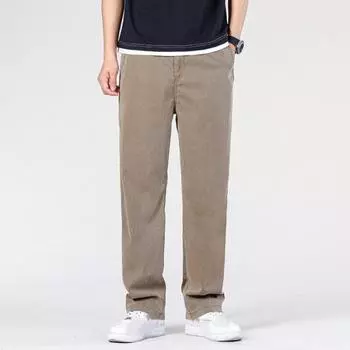 Мужские летние разноцветные дышащие легкие джинсы из ледяного шелка, широкие брюки, прямые повседневные брюки 5XL