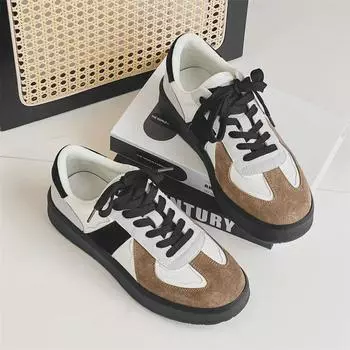 Мужские летние ретро-кеды Dexun для работы – дышащие, повседневные, универсальные белые туфли на плоской подошве 43 коричневый/белый