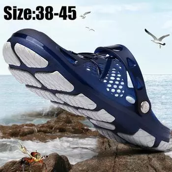 Мужские летние садовые сандалии на нескользящей резиновой подошве, пляжная обувь, мужская мужская обувь большого размера 38 чёрный