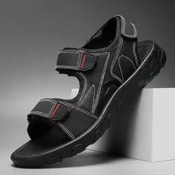 Мужские летние сандалии 2024 года, повседневная обувь из искусственной кожи для мужчин, удобные босиком, модные походные сандалии для активного отдыха 38