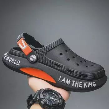 Мужские летние сандалии для отдыха на открытом воздухе с толстой подошвой и закрытым носком 45 чёрный