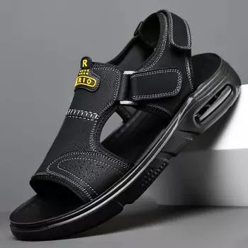 Мужские летние сандалии из коровьей кожи, новый дизайнерский вид спорта для отдыха, вождения, верхняя одежда, пляжная обувь, мужские тапочки на воздушной подушке 38