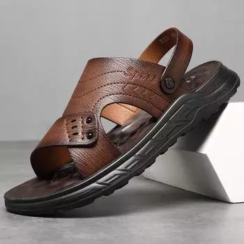 Мужские летние сандалии из суперволокнистой кожи, двойная пляжная обувь с латексной подкладкой для мужчин, повседневная мягкая подошва, противоскользящая, доп. 40