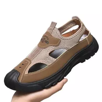 Мужские летние сандалии, мужская удобная обувь, мужские сандалии, оригинальные брендовые сандалии для мальчиков, мужские кожаные сандалии, тренд 2024 года, новинка 39