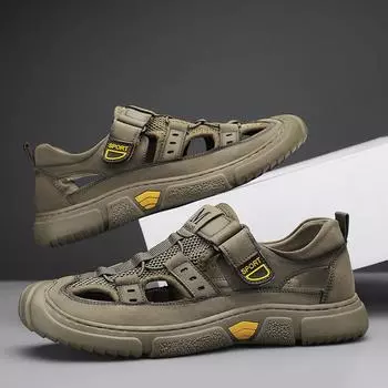 Мужские летние сандалии, нескользящая прогулочная обувь, мужские тапочки, пляжная обувь, повседневные кроссовки, размер 39-44 39 серый