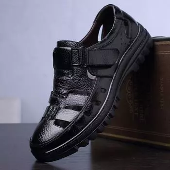 Мужские летние сандалии, роскошная кожаная повседневная обувь для мужчин, удобные мокасины, модные сандалии для треккинга босиком на открытом воздухе 38