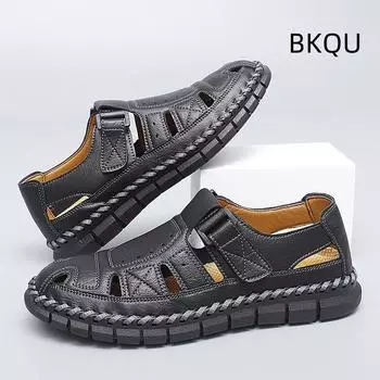 Мужские летние сандалии с круглым носком, легкая платформа, удобная водонепроницаемая дышащая модная нескользящая повседневная обувь, летняя основная обувь 38