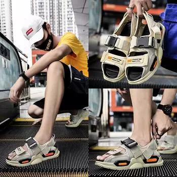 Мужские летние сандалии с высоким берцем: Повседневные туфли на высокой подошве, вьетнамский римский пляжный стиль. EU 41 серый/зелёный